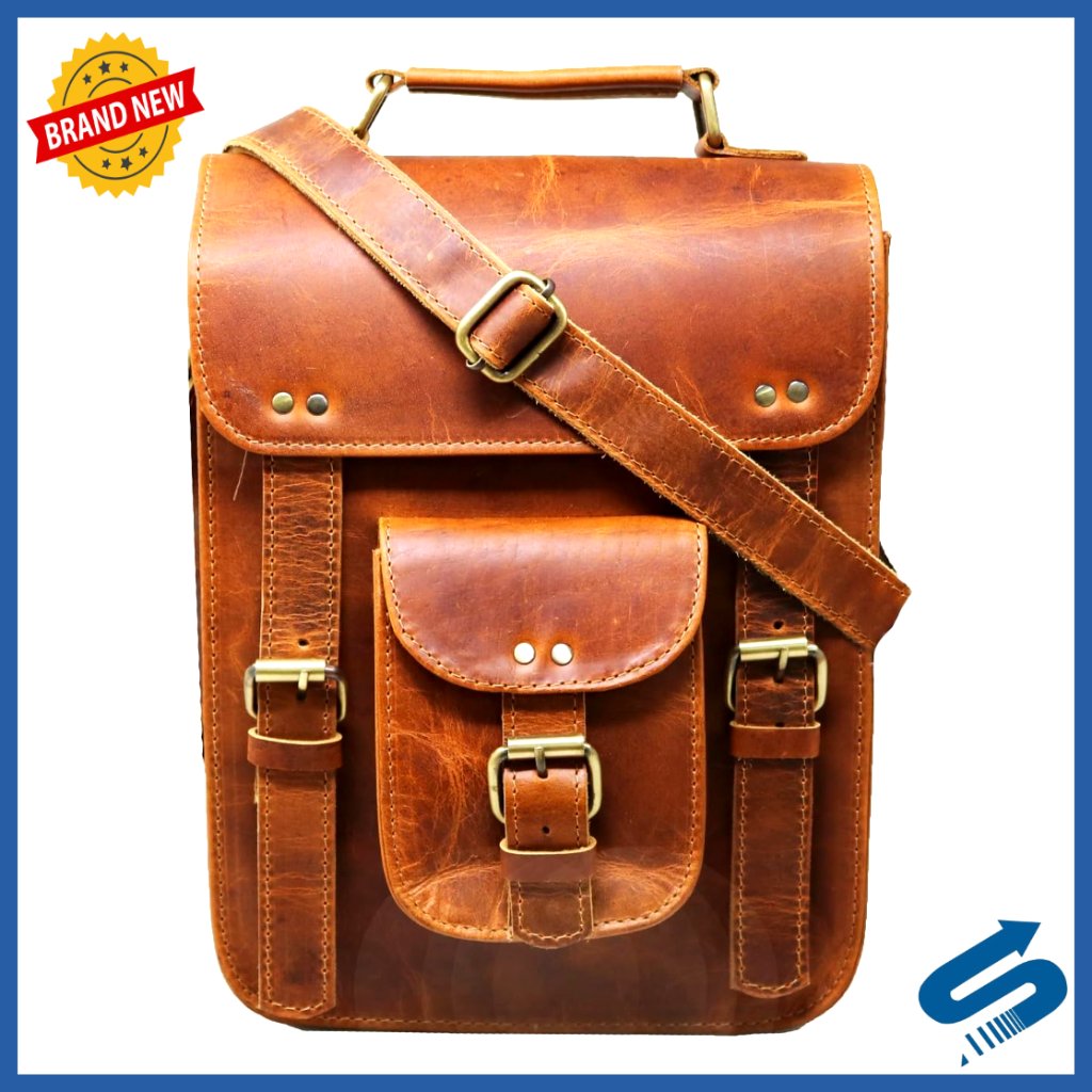 Genuine Leather Messenger Bag Vintage Crossbody Satchel Laptop Office Bag